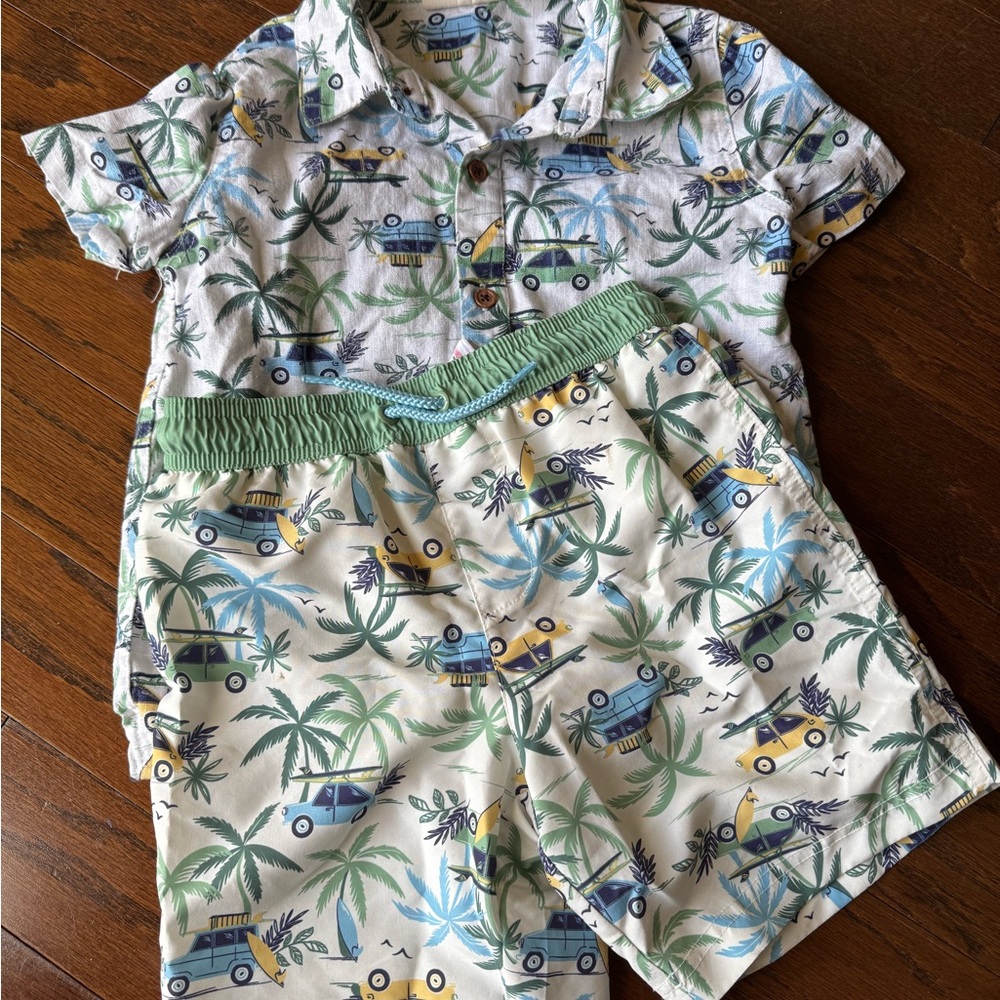 Panama Jack Green and Blue Swim Pajama Set